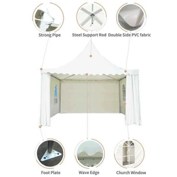 FEAMONT Hot sale outdoor party gazebo pagoda tent 3x3 5x5 6x6 Steel Aluminum waterproof tent - Image 4