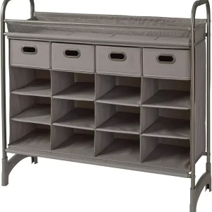 16 Cube Storage Organizer 4-Tier Stackable Shoe Organizer For Closet Organization - Free Standing Cube Shoe Rack With Drawers
