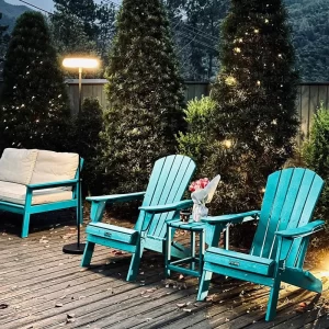 Lounge chair, wooden texture, with cup holder, heavy-duty all-weather HDPE comfortable folding lounge chair